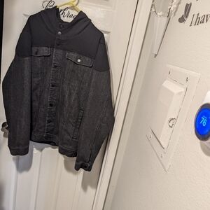 Black Denim Jacket with Hood